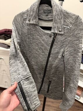 Market & Spruce Women's Heather Gray Asymmetric Zip Bomber Jacket